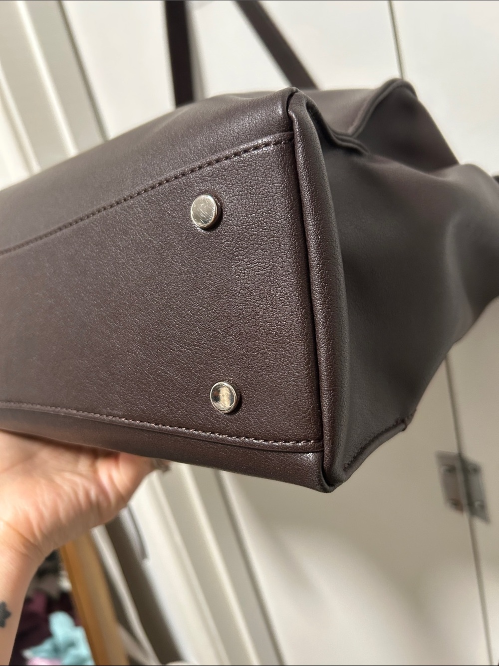 Loeuvre Large Trapeze Shoulder Bag - Dark Brown - Picture 8 of 15